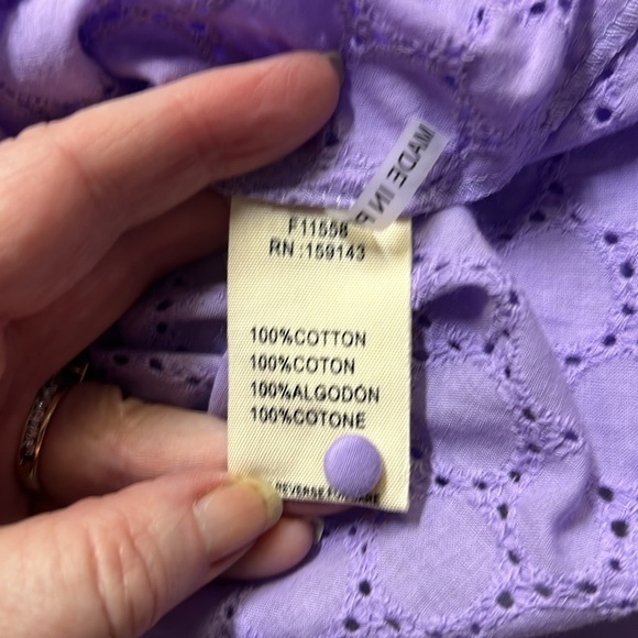 Frnch Paris Eyelet Blouse Purple - Picture 5 of 6